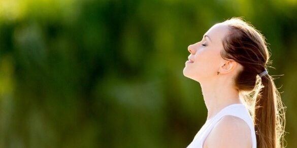 woman breathing